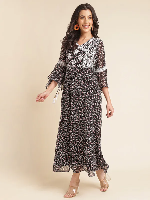 Black_Imported_Georgette_Embroidered_Dresses_For_Women