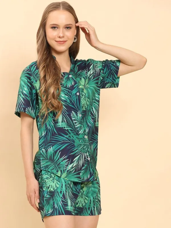 Green_Rayon_Slub_Elegant_Resort_Summer_Co-Ord_Set_For_Women