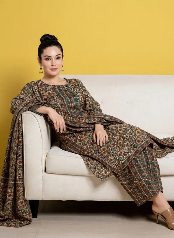 Brown_Rayon_Slub_&_Dupatta_Kotachex_Kurta_Set_For_Women
