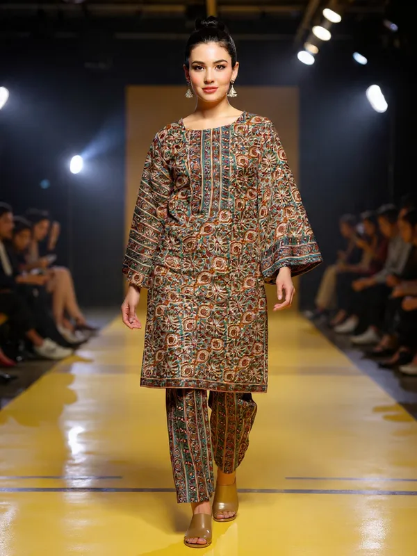 Brown_Rayon_Slub_&_Dupatta_Kotachex_Kurta_Set_For_Women