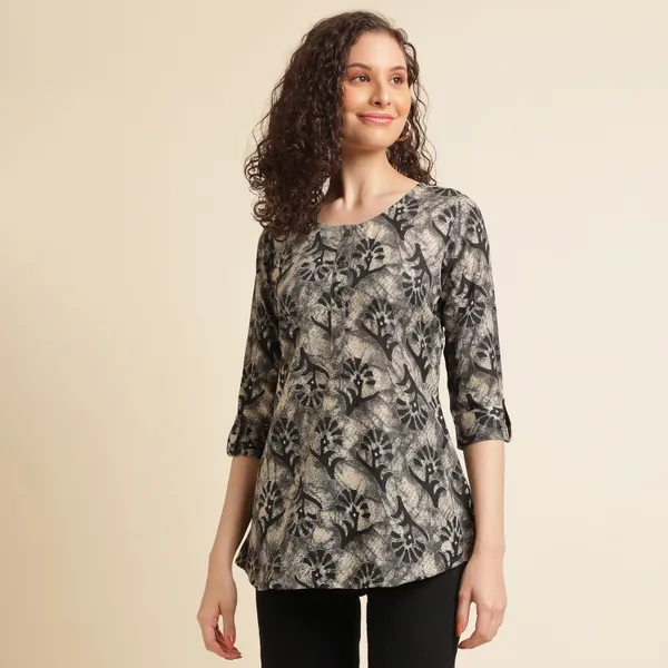 Dark_Green_Rayon_Slub_Formal_Smart_Top_For_Women