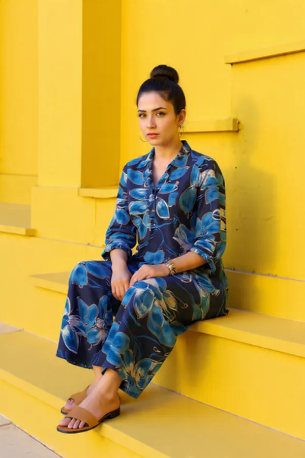 Blue_Rayon_Slub_Co-ord_Set_For_Women