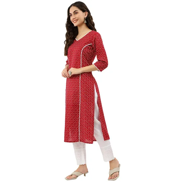 Red_Cotton_Blend_Kurta_For_Women