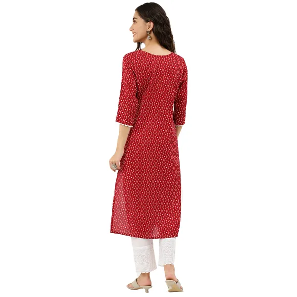 Red_Cotton_Blend_Kurta_For_Women