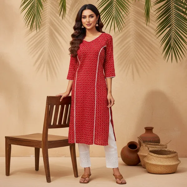 Red_Cotton_Blend_Kurta_For_Women