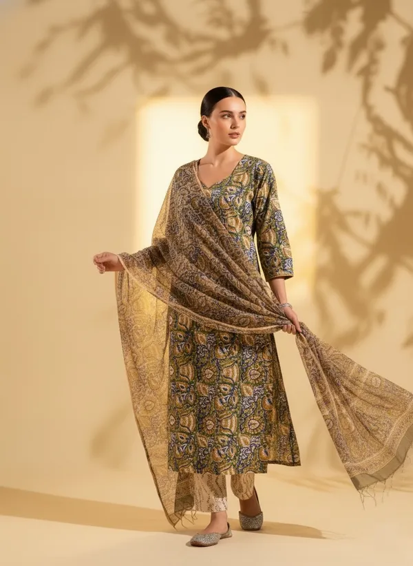 Rayon_Slub_&_Dupatta_Coatchex_Kurti_Set_For_Women