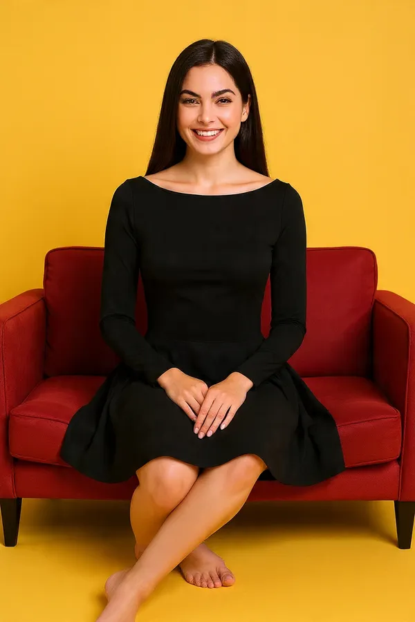 Black_Cotton_Lycra_Side_Flare_Short_Dress
