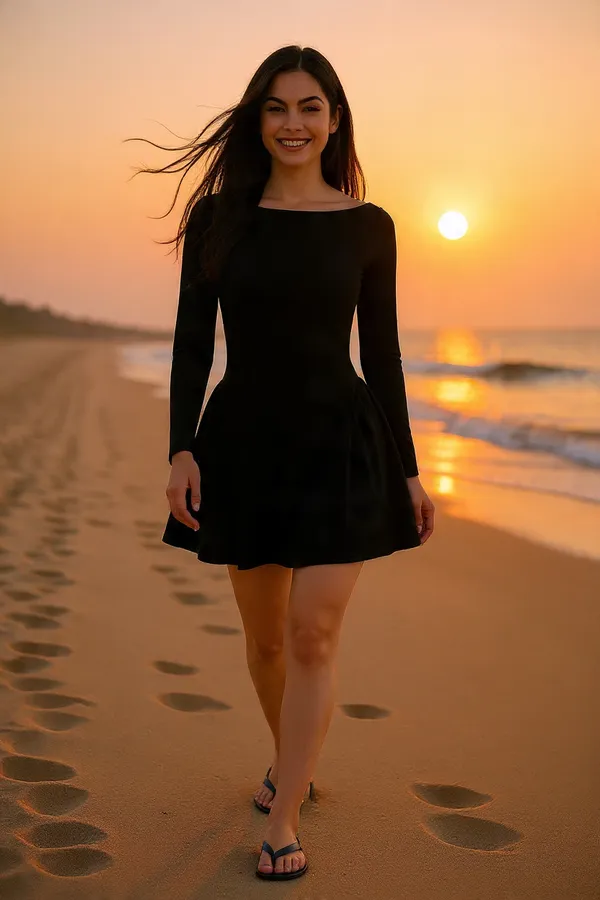 Black_Cotton_Lycra_Side_Flare_Short_Dress