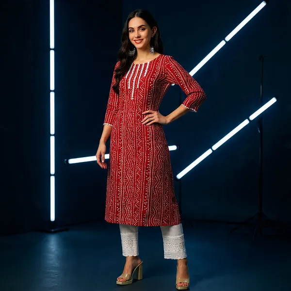 Red_Cotton_Blend_Kurta_For_Women