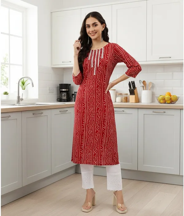 Red_Cotton_Blend_Kurta_For_Women