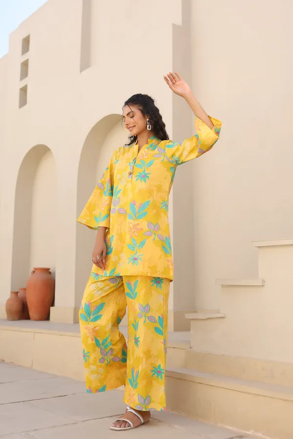 Yellow_Rayon_Slub_Co-Ord_Set_For_Women