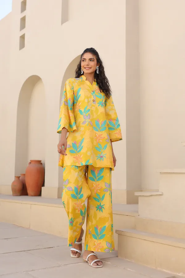 Yellow_Rayon_Slub_Co-Ord_Set_For_Women