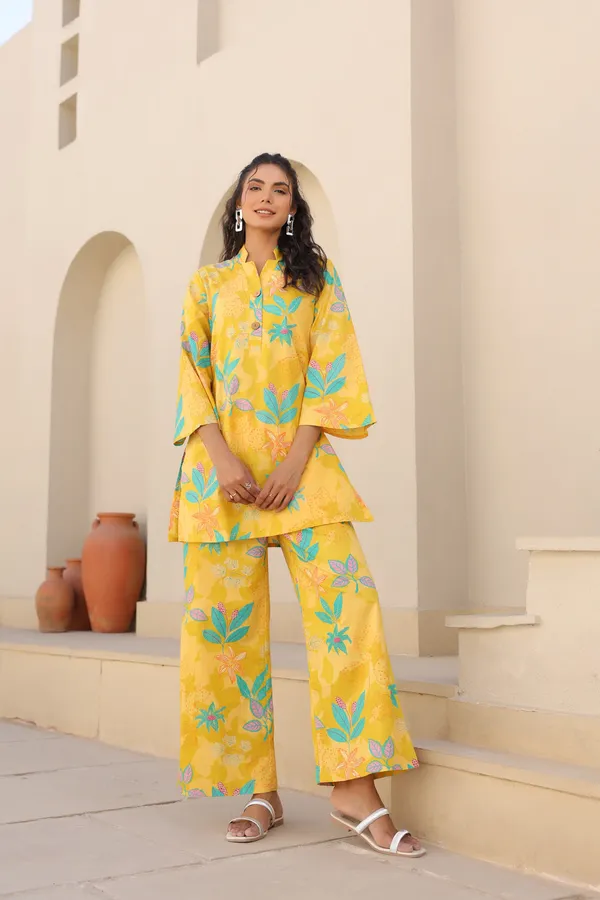 Yellow_Rayon_Slub_Co-Ord_Set_For_Women