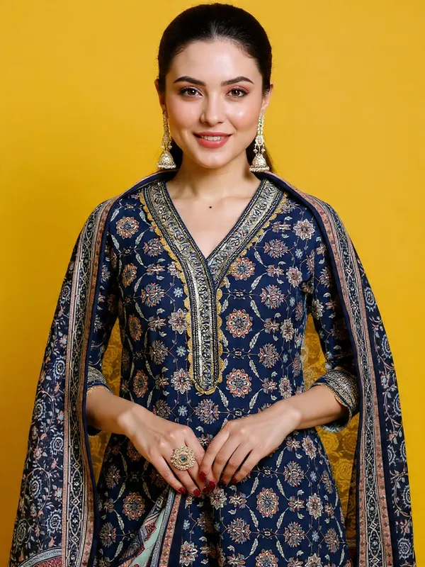 Black_Rayon_Slub_&_Dupatta_Kotachex_Kurta_Set_For_Women
