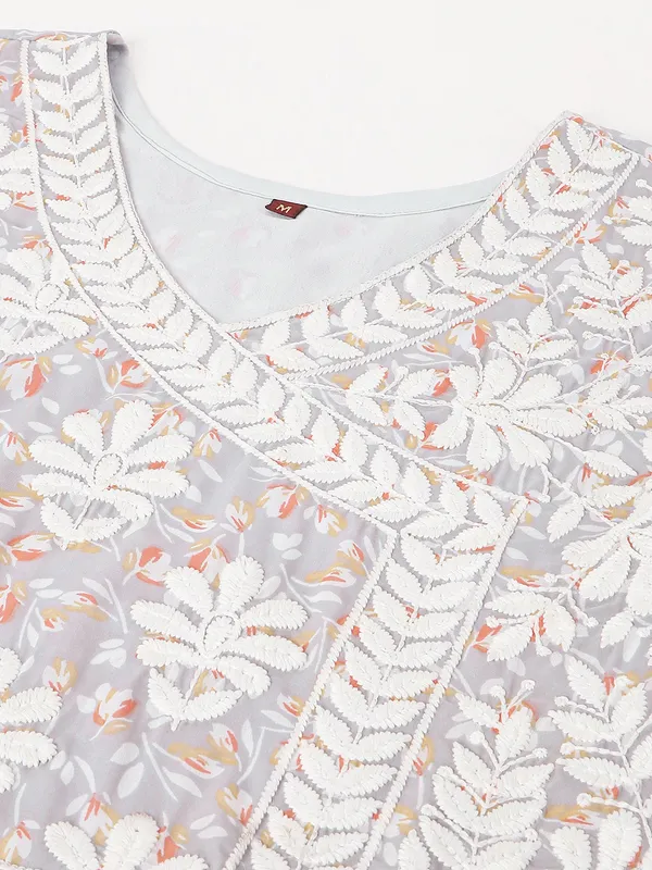 Cream_Imported_Georgette_Embroidered_Dresses_For_Women