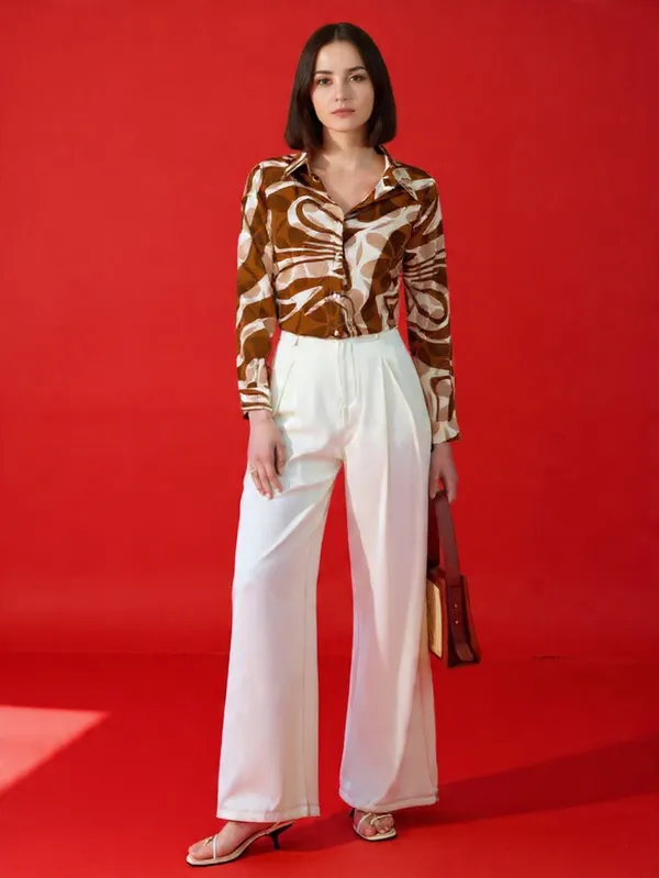 Brown_Rayon_Elegant_Korean_Work_Shirt_For_Women