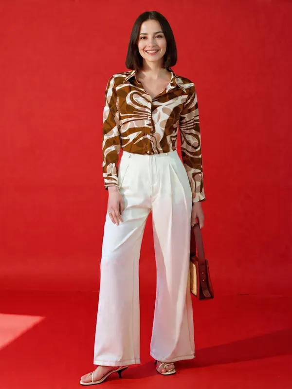 Brown_Rayon_Elegant_Korean_Work_Shirt_For_Women