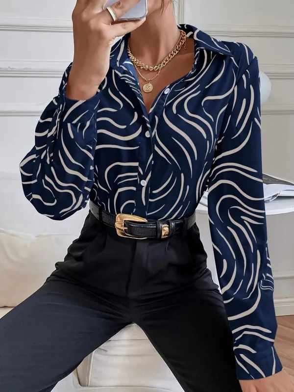 Blue_Rayon_Korean_Trendy_Office_Shirt_For_Women