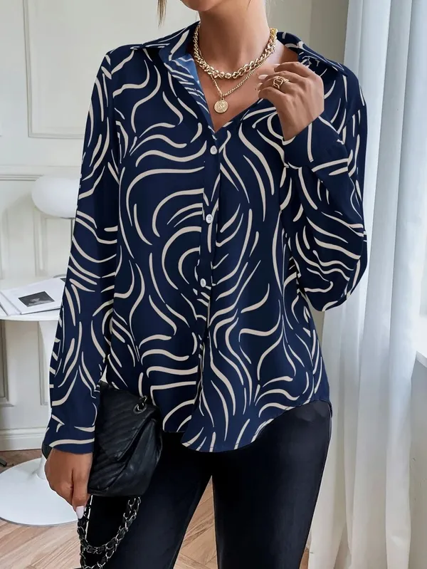 Blue_Rayon_Korean_Trendy_Office_Shirt_For_Women