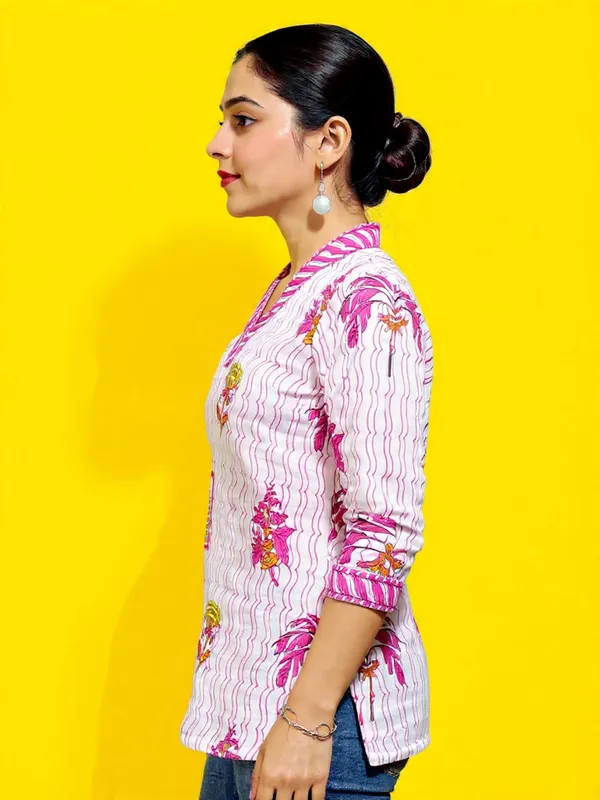 White_Rayon_Slub_Everyday_Short_Kurta_For_Women
