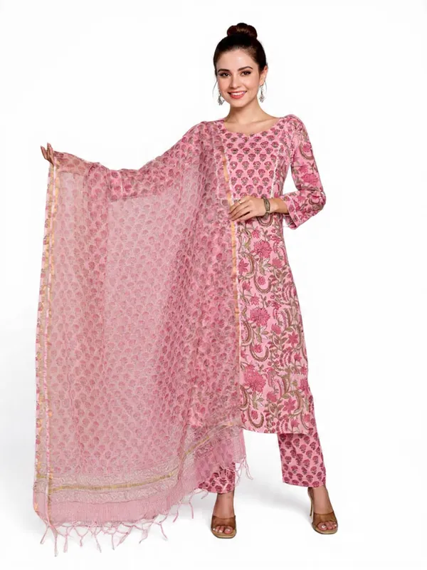 Pink_Rayon_Slub_&_Dupatta_Kotachex_Kurta_Set_For_Women