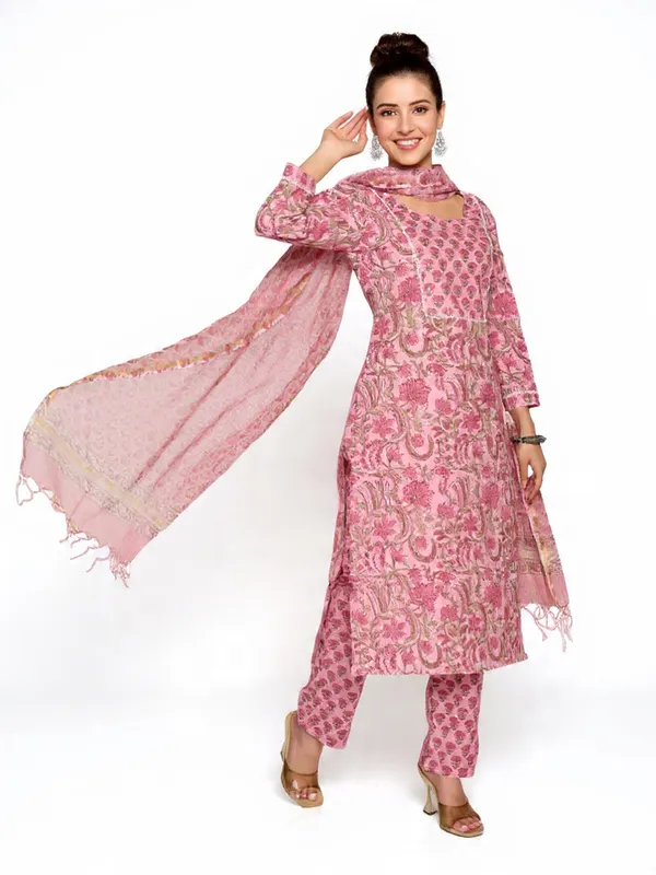 Pink_Rayon_Slub_&_Dupatta_Kotachex_Kurta_Set_For_Women