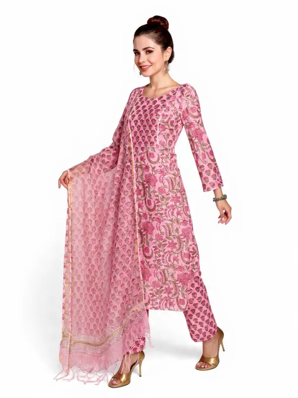 Pink_Rayon_Slub_&_Dupatta_Kotachex_Kurta_Set_For_Women