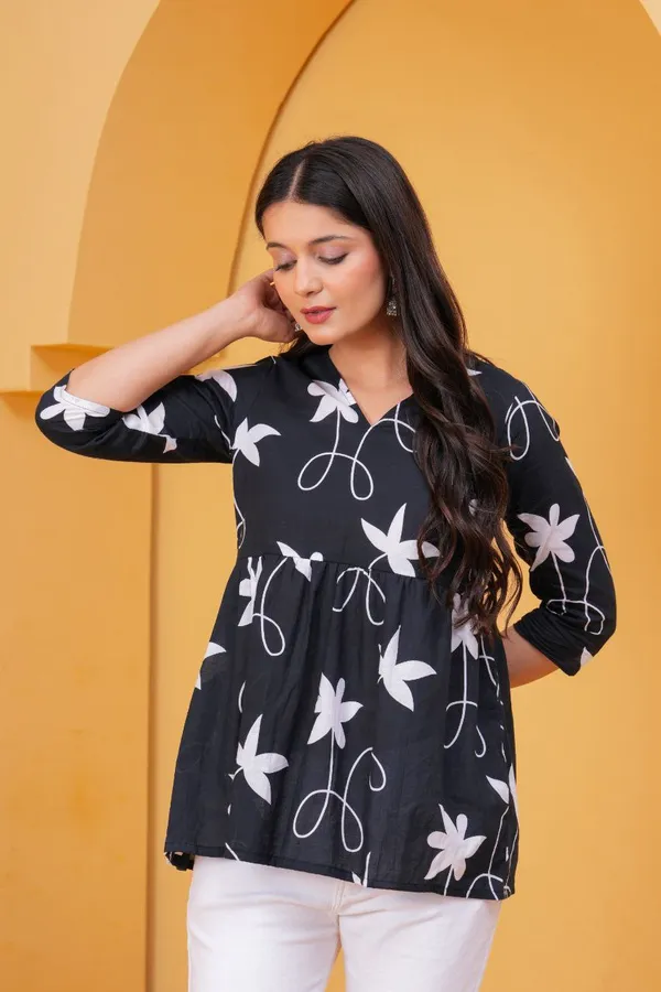 Black_Midnight_Bloom_Cotton_Top_For_Women
