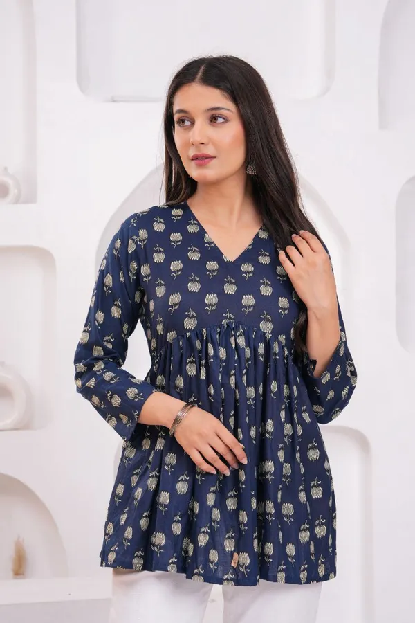 Blue_Midnight_Blossom_Cotton_Peplum_Top_For_Women