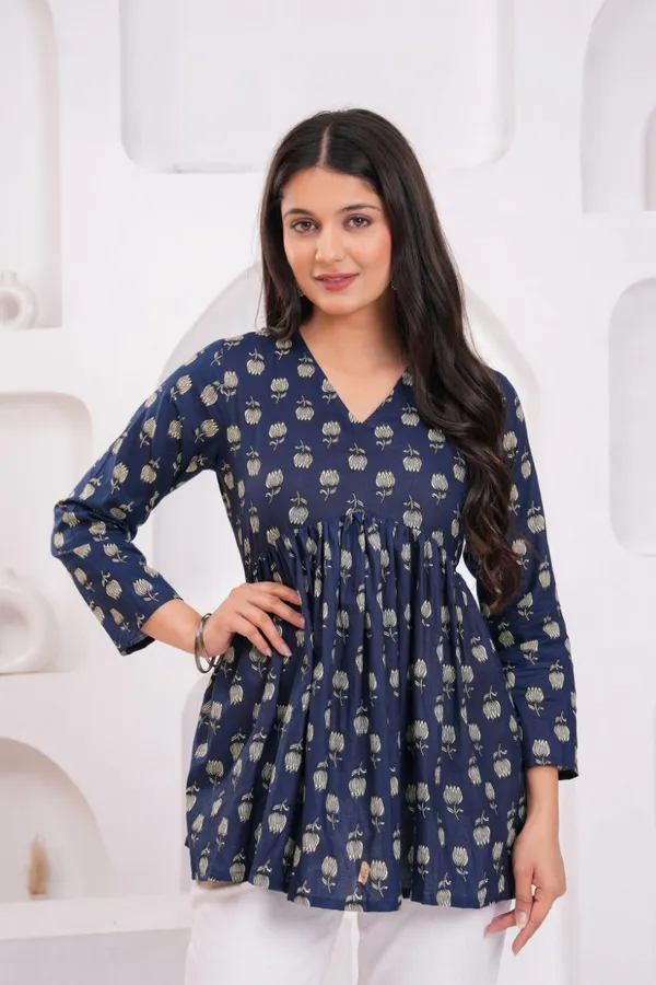 Blue_Midnight_Blossom_Cotton_Peplum_Top_For_Women