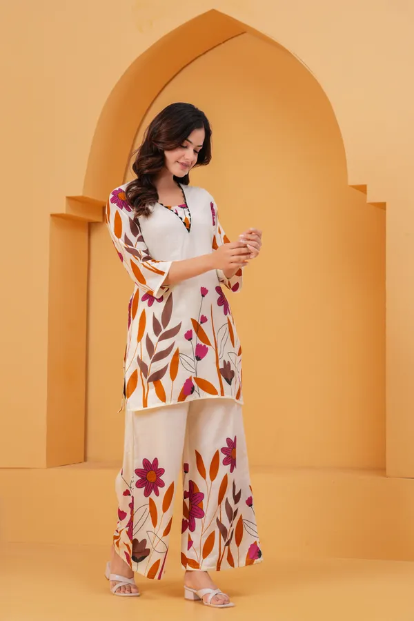 Cream_Ivory_&_Floral_Printed_Cotton_Co_Ord_Set_With_Wide_Leg_Pants_For_Women