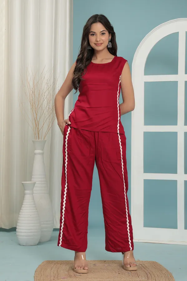 Maroon_Ruby_Charm_Rayon_Co_Ord_Set_With_Pocket_Detail_For_Women