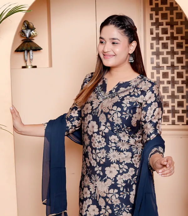 Womens_Blue_Milano_Printed_Suit