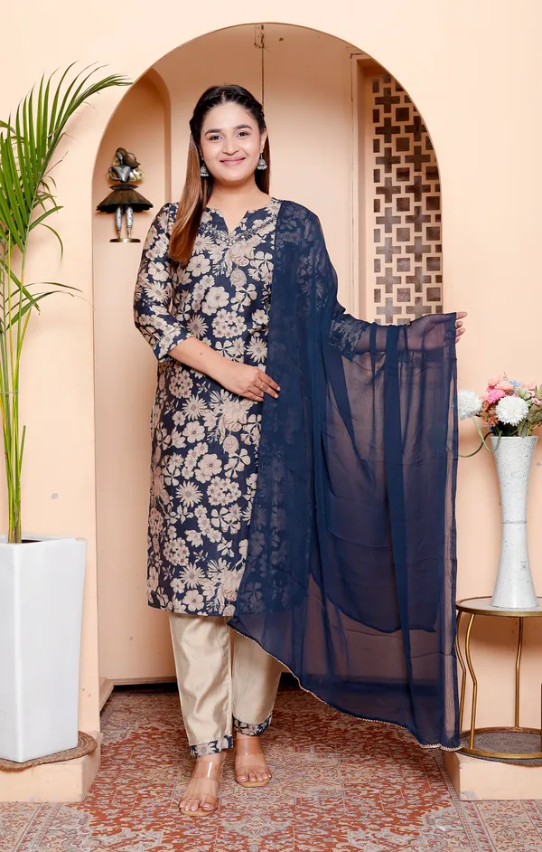 Womens_Blue_Milano_Printed_Suit