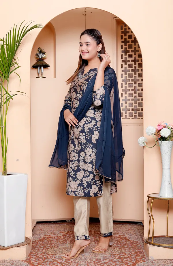 Womens_Blue_Milano_Printed_Suit