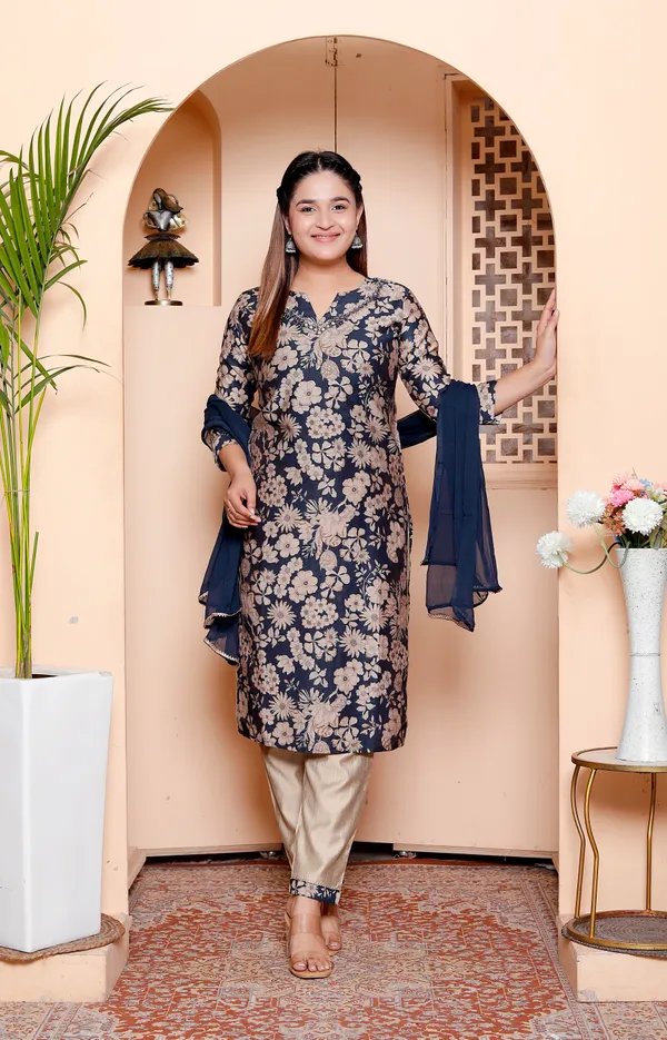 Womens_Blue_Milano_Printed_Suit