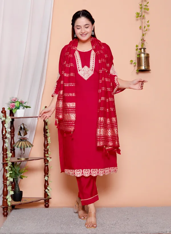 Womens_Red_Vertican_Embroiderey_Suit_Set