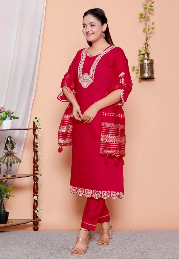 Womens_Red_Vertican_Embroiderey_Suit_Set