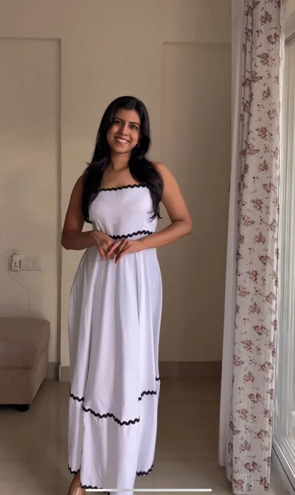 Black_&_White_Solid_Rayon_White_Long_Dress_For_Women