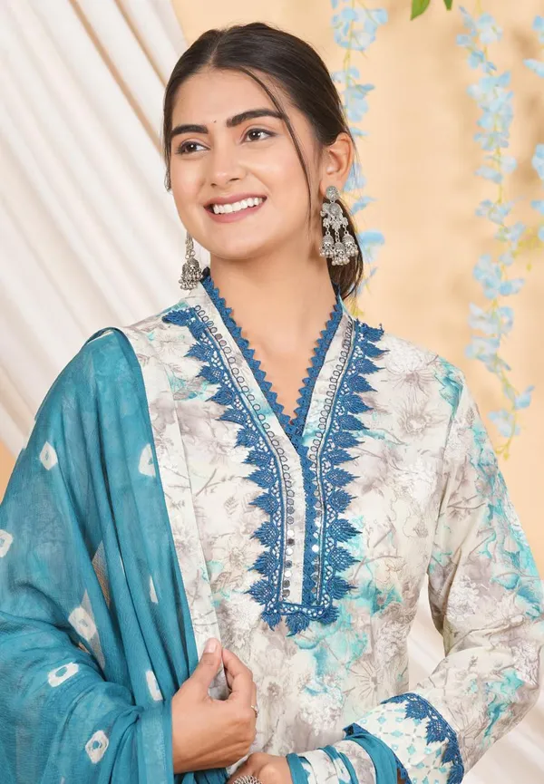 Blue_Cotton_V_Neck_Printed_Suit_Set_With_Chiffon_Dupatta_For_Women