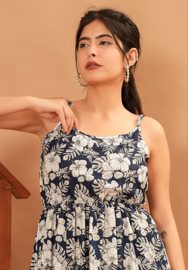Blue_Printed_Knee_Length_Rayon_Dress_For_Women