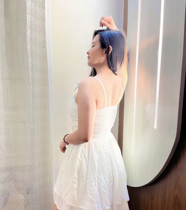 White_Solid_Two_Flared_Dress_For_Women