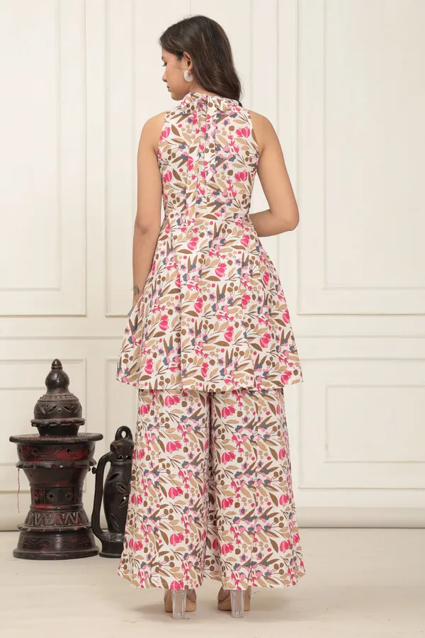 Pink_Verdora_Elegant_Leaf_Print_Sleeveless_Co_Ord_Set_For_Women