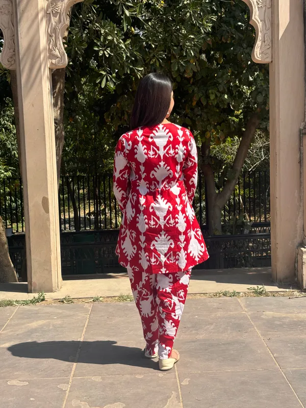 Red_Printed_Cotton_Red_Dhoti_Kurta_Set_For_Women