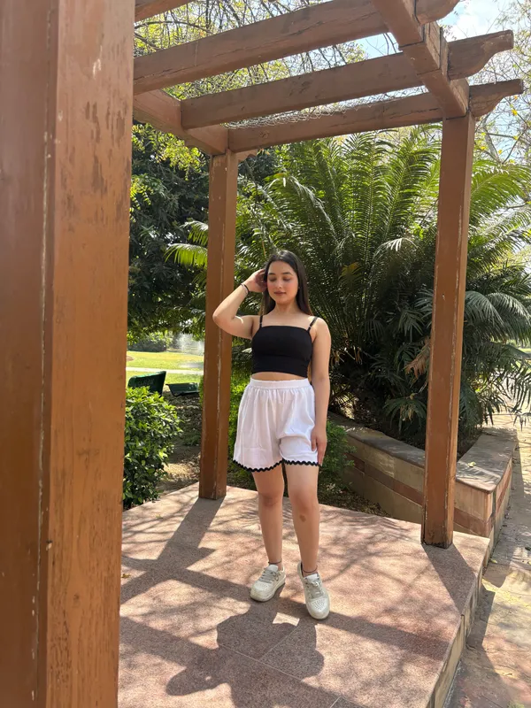 White_Summer_Chic_Co_Ord_Set_Breathable_Rayon_Crop_Top_Shorts_For_Women