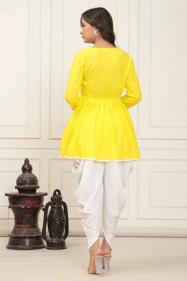 Yellow_Solid_V_Neck_Angrakha_Style_Solid_Dhoti_Kurta_Set_For_Women