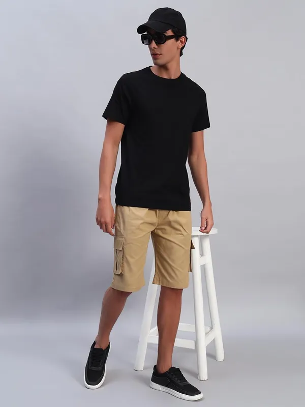 Chiku__Coton_Three_Fourth_Capri_Shorts_With_Cargo_Pockets_For_Men