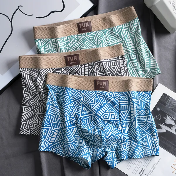 Comfortable_Men's_(PACK_OF_3)__Custom_Sublimated_Printing_Boxer_Briefs_Breathable_Knitted_Underwear_with_Pattern
