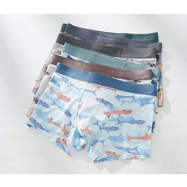 Comfortable_Men's_(PACK_OF_5)__Custom_Sublimated_Printing_Boxer_Briefs_Breathable_Knitted_Underwear_with_Animal_Pattern