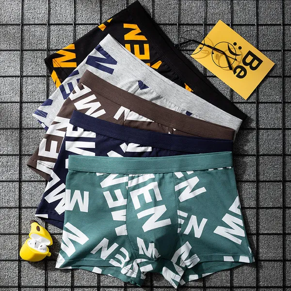 Comfortable_Men's_(PACK_OF_5)__Custom_Sublimated_Printing_Boxer_Briefs_Breathable_Knitted_Underwear_with_Pattern